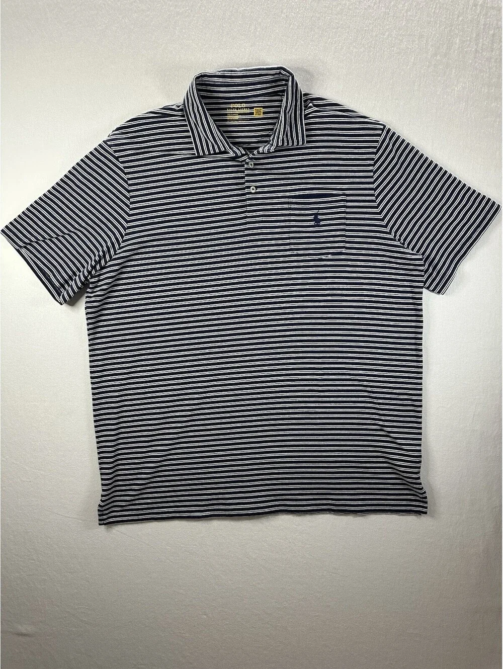 Polo Ralph Lauren Polo Shirt Mens XL Blue White Performance Stretch Striped Golf